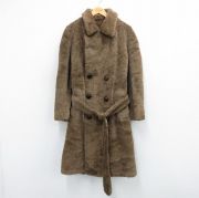 XL★古着 長袖 ファーコート メンズ 70年代 70s ラグラン ロング丈 USA製 茶 ブラウン 内側ウール 【spe】 25oct10 中古 アウター