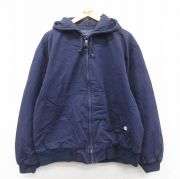XL★古着 アバクロンビー Abercrombie&amp;fitch 長袖 ジャケット パーカー メンズ 00年代 00s ダック地 大きいサイズ コットン 紺 ネイビー 内側サーマル 【spe】 25oct11 中古 アウター ジャンパー ブルゾン