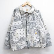 XL★古着 カーハート Carhartt 長袖 ジャケット メンズ ペイズリー柄 パッチワーク ラグラン 大きいサイズ 白他 ホワイト 【spe】 25oct14 中古 アウター ジャンパー ブルゾン