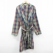XL★古着 JCペニー 長袖 ガウン メンズ 80年代 80s ロング丈 ベージュ他 カーキ チェック 【spe】 25oct20 中古 アウター