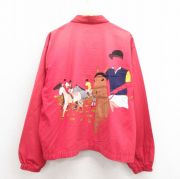 XL★古着 ラルフローレン 長袖 ブランド ジャケット スイングトップ メンズ 90年代 90s ハンドペイント 大きいサイズ コットン USA製 赤【spe】 25nov11