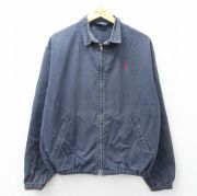XL★古着 ラルフローレン 長袖 ブランド ジャケット スイングトップ メンズ 90年代 90s ワンポイントロゴ コットン USA製 濃紺【spe】 25nov11