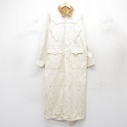 L★古着 長袖 コート メンズ 90年代 90s 襟コーデュロイ ロング丈 コットン USA製 生成り【spe】 25nov19