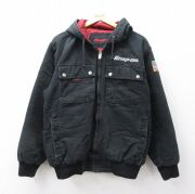 L★古着 長袖 ジャケット パーカー メンズ Snapon スナップオン ダック地 コットン 黒 内側キルティング【spe】 25dec05