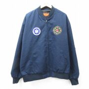 XL★古着 レッドキャップ 長袖 ワーク ジャケット メンズ 80年代 80s 消防署 レスキュー 大きいサイズ 紺 内側キルティング【spe】 25dec05