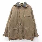 XL★古着 セントジョンズベイ 長袖 ジャケット パーカー メンズ 大きいサイズ ロング丈 茶 内側キルティング【spe】 25dec12