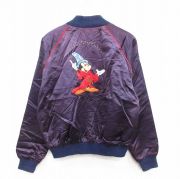 L★古着 長袖 ジャケット メンズ 80年代 80s ディズニー ミッキー ファンタジア 刺繍 ラグラン USA製 紫【spe】 25dec29
