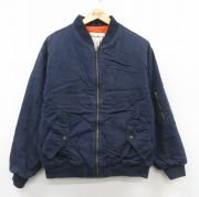L★古着 エディーバウアー 長袖 ジャケット メンズ 00年代 00s MA-1 コットン 濃紺 内側キルティング【spe】 26jan15