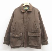 XL★古着 カベラス 長袖 ジャケット メンズ 00年代 00s ダック地 襟レザー コットン こげ茶 内側キルティング【spe】 26jan17