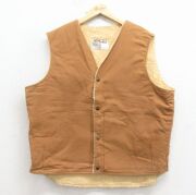 XL★古着 ウォールズ ベスト メンズ 90年代 90s ダック地 大きいサイズ コットン USA製 茶 内側ボア【spe】 26feb02