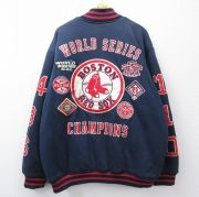 XL★古着 長袖 ジャケット メンズ 00年代 00s MLB ボストンレッドソックス 濃紺他 メジャーリーグ ベースボール 野球 内側キルティング【spe】 26feb13