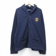 XL★古着 ラルフローレン 長袖 ブランド ジャケット メンズ 90年代 90s ワンポイントロゴ 大きいサイズ ショールカラー 濃紺【spe】 26feb20