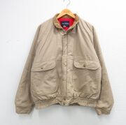 XL★古着 マンハッタン 長袖 ジャケット メンズ 80年代 80s 大きいサイズ 襟コーデュロイ ラグラン ベージュ 内側キルティング【spe】 26mar04