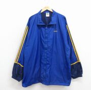 XL★古着 アディダス adidas 長袖 ジャケット メンズ 90年代 90s ワンポイントロゴ 大きいサイズ ロング丈 青【spe】 26mar05