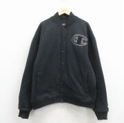 XL★古着 チャンピオン champion 長袖 ジャケット メンズ 00年代 00s ビッグロゴ 大きいサイズ 黒 内側キルティング【spe】 26mar05