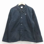 M★古着 ナイキ NIKE 長袖 ジャケット メンズ ワンポイントロゴ ダック地 コットン 黒【spe】 26mar11