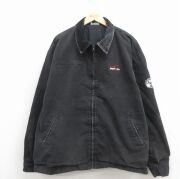 XL★古着 長袖 ジャケット メンズ 90年代 90s verizon ダック地 大きいサイズ 襟コーデュロイ コットン USA製 黒【spe】 26mar16