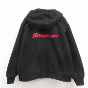 XL★古着 長袖 ジャケット パーカー メンズ スナップオン 刺繍 ダック地 コットン 黒【spe】 26mar16