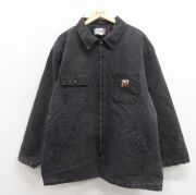 XL★古着 長袖 ジャケット メンズ 90年代 90s ダック地 大きいサイズ USA製 黒 内側キルティング【spe】 26apr17