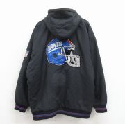 XL★古着 スターター 長袖 ジャケット パーカー メンズ 90年代 90s NFL ニューヨークジャイアンツ 大きいサイズ 黒 アメフト スーパーボウル【spe】 26apr17