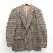 M★古着 長袖 テーラード ジャケット メンズ ハリスツイード 手織り ウール イングランド製 茶他【spe】 25dec15