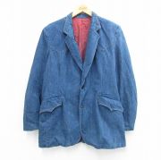 M★古着 リー Lee 長袖 テーラード ジャケット メンズ 80年代 80s ロング丈 コットン USA製 紺 デニム【spe】26feb03