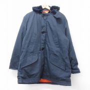 XL★古着 長袖 ビンテージ ジャケット パーカー メンズ 70年代 70s B-9 大きいサイズ ロング丈 紺 ネイビー 内側キルティング 【spe】 25oct21 中古 アウター ジャンパー ブルゾン