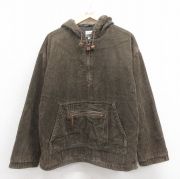 XL★古着 ギャップ GAP 長袖 コーデュロイ ジャケット パーカー メンズ 00年代 00s 太畝 コットン 濃緑 グリーン 【spe】 25oct17 中古 アウター