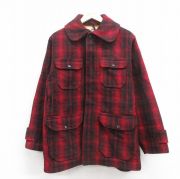L★古着 ウールリッチ WOOLRICH 長袖 ウール ジャケット メンズ 80年代 80s マッキーノ 赤 レッド チェック 【spe】 25oct29 中古 アウター
