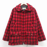 L★古着 エルエルビーン 長袖 ウール ジャケット メンズ 90年代 90s USA製 赤他 チェック【spe】 25dec27