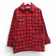 M★古着 ウールリッチ 長袖 ウール ジャケット メンズ 80年代 80s マッキーノ 赤他 チェック 内側キルティング【spe】 25dec27