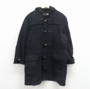 XL★古着 アクアスキュータム 長袖 ウール ダッフル コート パーカー メンズ ロング丈 イングランド製 黒【spe】 26feb07