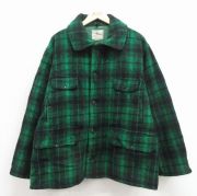 XL★古着 ジョンソン 長袖 ビンテージ ウール ジャケット メンズ 70年代 70s 大きいサイズ 緑他 チェック【spe】 26feb27