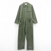 W40★古着 長袖 ミリタリー ツナギ メンズ 90年代 90s 大きいサイズ コットン USA製 濃緑 グリーン 【spe】 25oct22 中古 オールインワン ボトムス