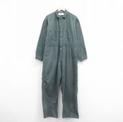 古着 ダブルウェア 長袖 ワーク ツナギ メンズ 80年代 80s 大きいサイズ コの字留め コットン 緑 グリーン W44 中古 オールイ 中古 古着 古着通販 W44☆古着 ダブルウェア 長袖 ワーク ツナギ メンズ 80年代