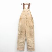 W35★古着 カーハート オーバーオール メンズ 90年代 90s ダブルニー ダック地 USA製 茶 内側キルティング【spe】 26jan24