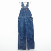 W35★古着 ディッキーズ オーバーオール メンズ 00年代 00s コットン 紺 デニム【spe】 26feb09