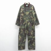 W41★古着 リバティ 長袖 ハンティング ツナギ メンズ 90年代 90s 大きいサイズ USA製 緑他 迷彩 内側キルティング【spe】 26feb09