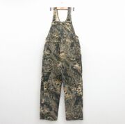 W40★古着 オーバーオール メンズ 90年代 90s モッシーオーク フランネル 大きいサイズ 濃緑他 迷彩【spe】 26mar14