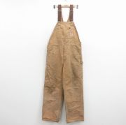 W38★古着 カーハート オーバーオール メンズ ダブルニー ダック地 コットン ベージュ【spe】 26mar24