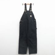 W41★古着 カーハート オーバーオール メンズ 00年代 00s ダブルニー ダック地 大きいサイズ コットン 黒【spe】 26may08