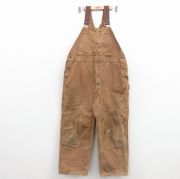 W45★古着 カーハート ビンテージ オーバーオール メンズ 70年代 70s ダブルニー ダック地 大きいサイズ USA製 茶【spe】 26may09