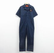 古着通販 W38☆古着 半袖 ワーク ツナギ メンズ 90年代 90s USA製 濃緑