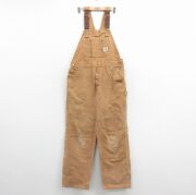 W38★古着 カーハート オーバーオール メンズ 90年代 90s ダブルニー ダック地 コットン USA製 ブラウン【spe】 26jun26