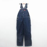 W40★古着 ディッキーズ オーバーオール メンズ 90年代 90s 大きいサイズ コットン USA製 ネイビー デニム【spe】 26jun26
