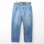 W34★古着 ジーンズ Levis リーバイス 501 メンズ 90年代 90s ヒゲ コットン USA製 紺 デニム【spe】 26jan15