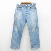 W33★古着 ジーンズ Levis リーバイス 501 メンズ ヒゲ コットン USA製 紺 デニム【spe】 26feb17