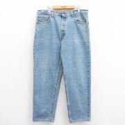 W37★古着 ジーンズ Levis リーバイス 550 メンズ 90年代 90s テーパード コットン USA製 薄紺 ネイビー デニム 【spe】 25sep30 中古 ボトムス ジーパン Gパン ロング パンツ