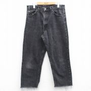 W34★古着 ジーンズ リーバイス Levis 550 メンズ 90年代 90s ヒゲ コットン USA製 黒 ブラック デニム 【spe】 25oct30 中古 ボトムス ジーパン Gパン ロング パンツ