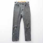 W31★古着 ジーンズ Levis リーバイス 505 メンズ 90年代 90s ヒゲ ボロ コットン USA製 黒 デニム【spe】 26feb05